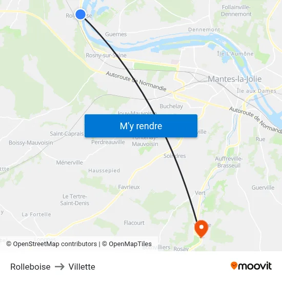 Rolleboise to Villette map