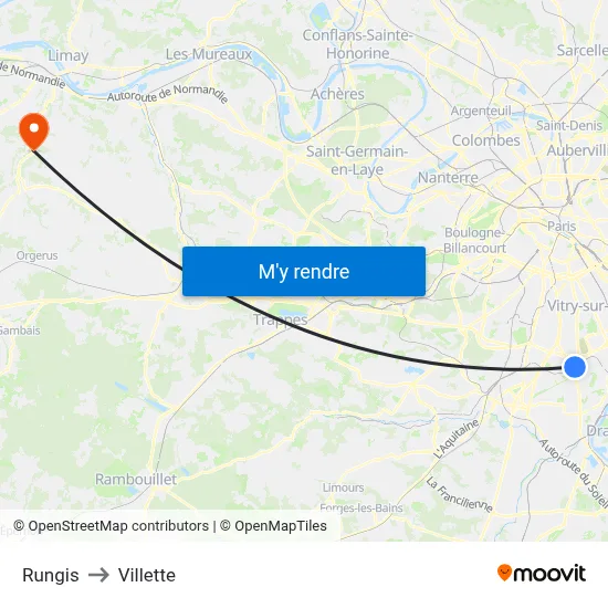 Rungis to Villette map