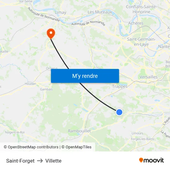 Saint-Forget to Villette map