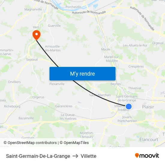 Saint-Germain-De-La-Grange to Villette map