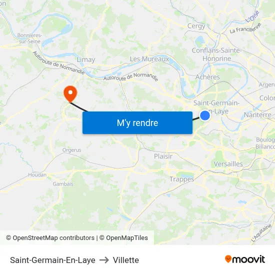 Saint-Germain-En-Laye to Villette map