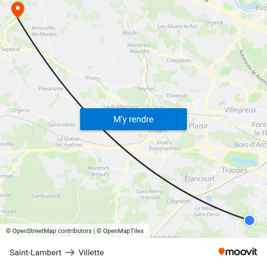 Saint-Lambert to Villette map