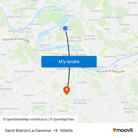 Saint-Martin-La-Garenne to Villette map