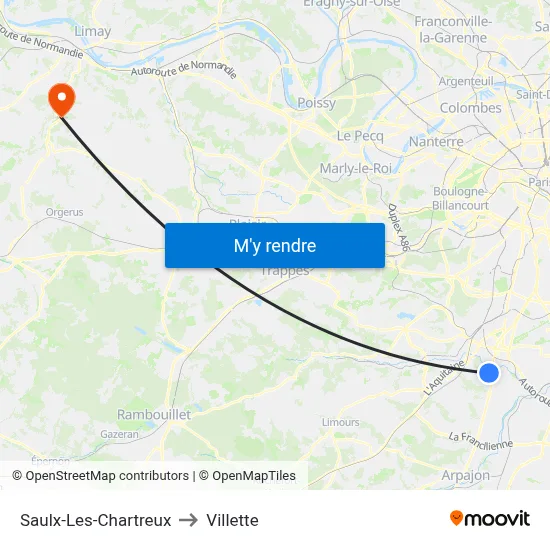 Saulx-Les-Chartreux to Villette map
