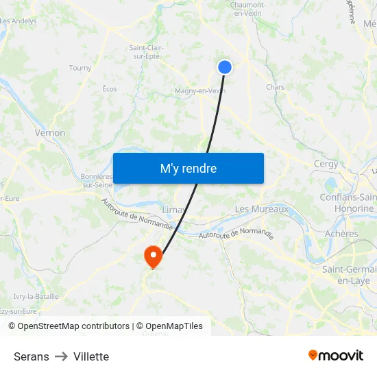 Serans to Villette map