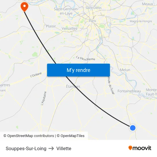 Souppes-Sur-Loing to Villette map