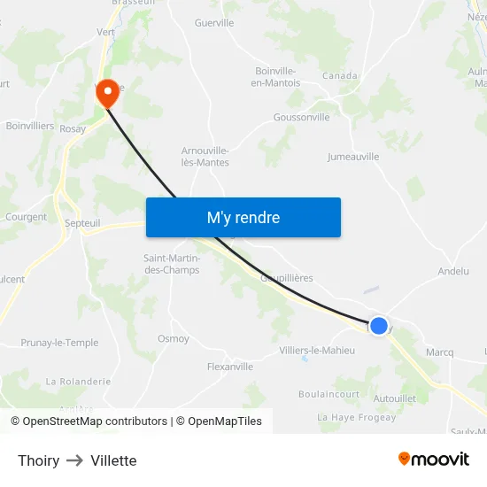 Thoiry to Villette map
