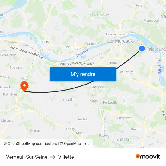 Verneuil-Sur-Seine to Villette map