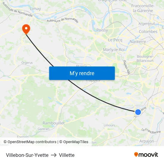 Villebon-Sur-Yvette to Villette map