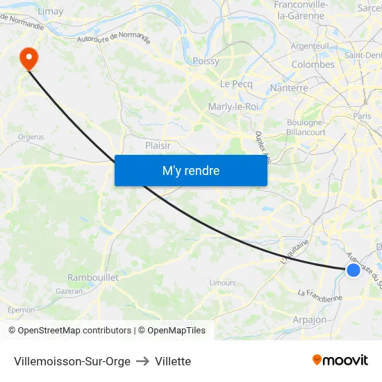 Villemoisson-Sur-Orge to Villette map