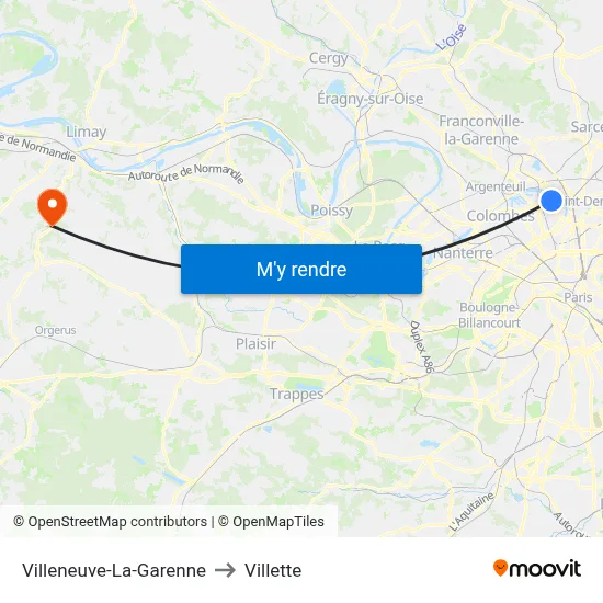 Villeneuve-La-Garenne to Villette map