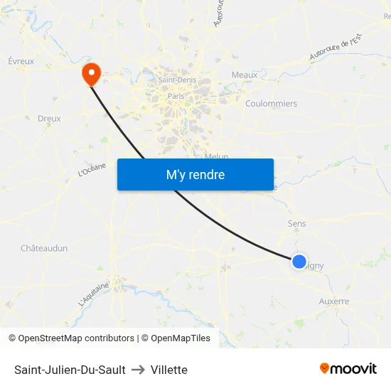 Saint-Julien-Du-Sault to Villette map