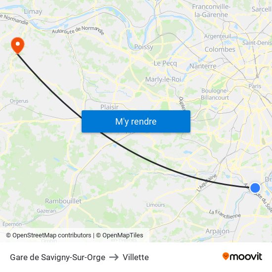 Gare de Savigny-Sur-Orge to Villette map