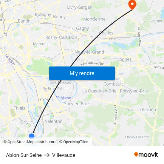 Ablon-Sur-Seine to Villevaude map