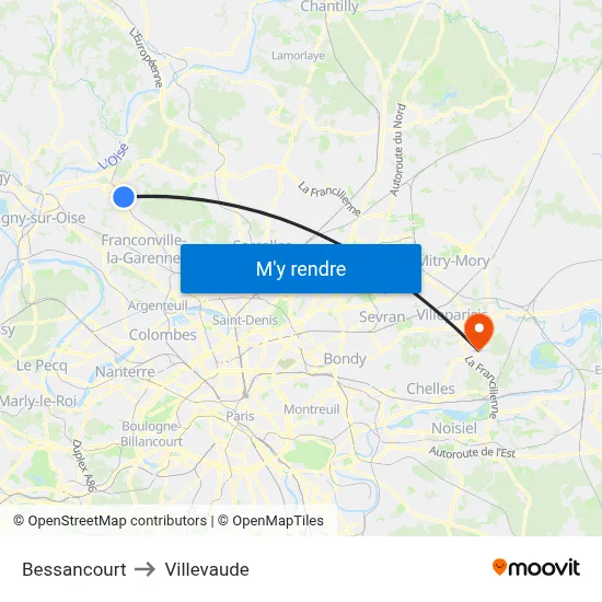 Bessancourt to Villevaude map