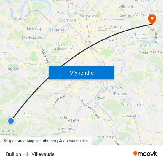 Bullion to Villevaude map