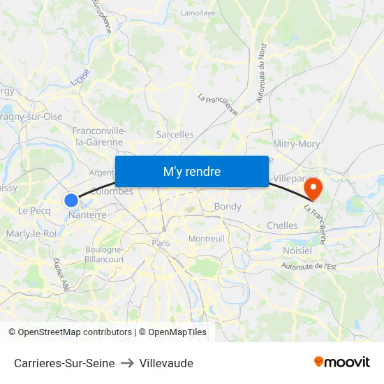 Carrieres-Sur-Seine to Villevaude map