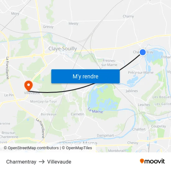 Charmentray to Villevaude map