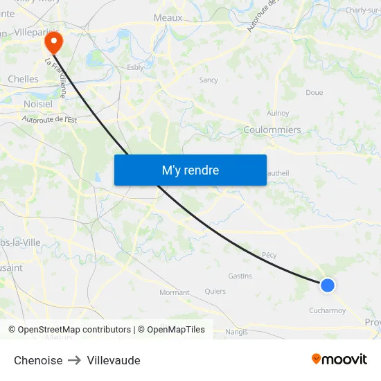 Chenoise to Villevaude map