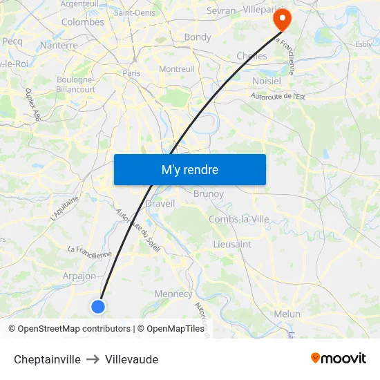 Cheptainville to Villevaude map