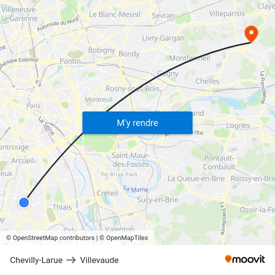 Chevilly-Larue to Villevaude map