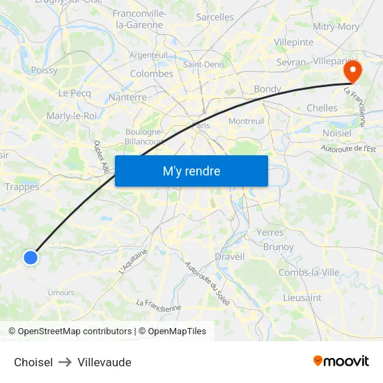 Choisel to Villevaude map