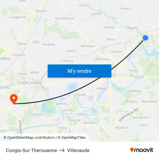 Congis-Sur-Therouanne to Villevaude map