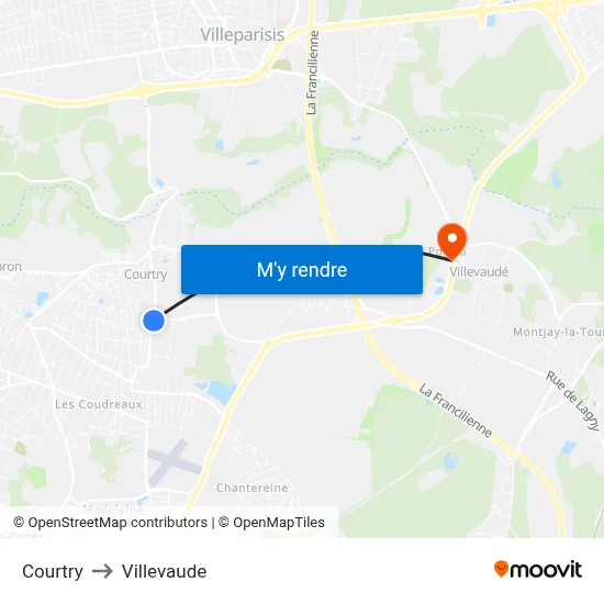 Courtry to Villevaude map