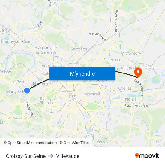 Croissy-Sur-Seine to Villevaude map