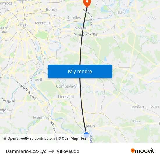 Dammarie-Les-Lys to Villevaude map