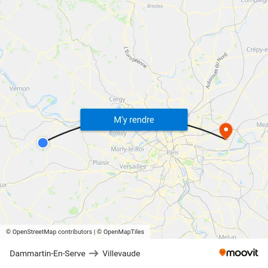 Dammartin-En-Serve to Villevaude map