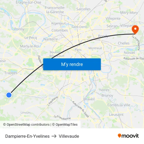 Dampierre-En-Yvelines to Villevaude map