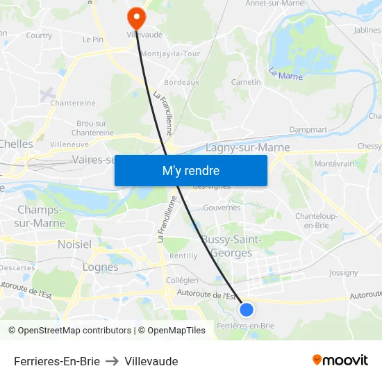 Ferrieres-En-Brie to Villevaude map
