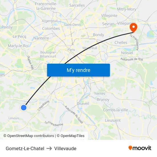 Gometz-Le-Chatel to Villevaude map