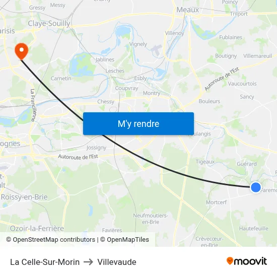 La Celle-Sur-Morin to Villevaude map