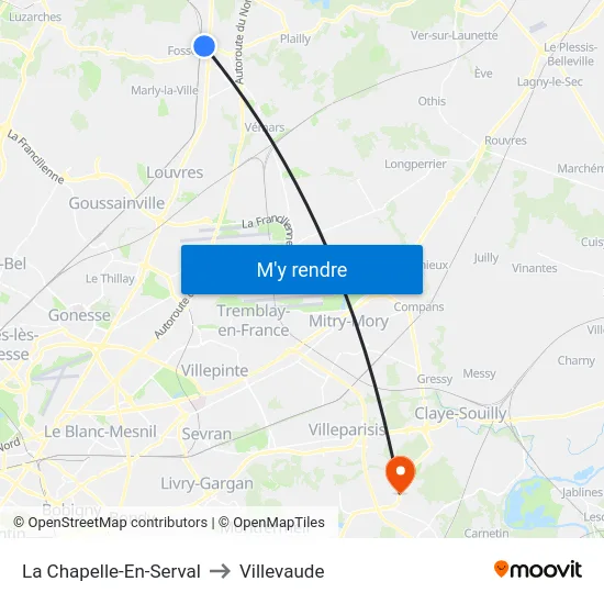 La Chapelle-En-Serval to Villevaude map