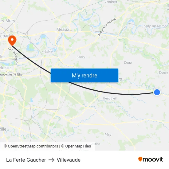 La Ferte-Gaucher to Villevaude map