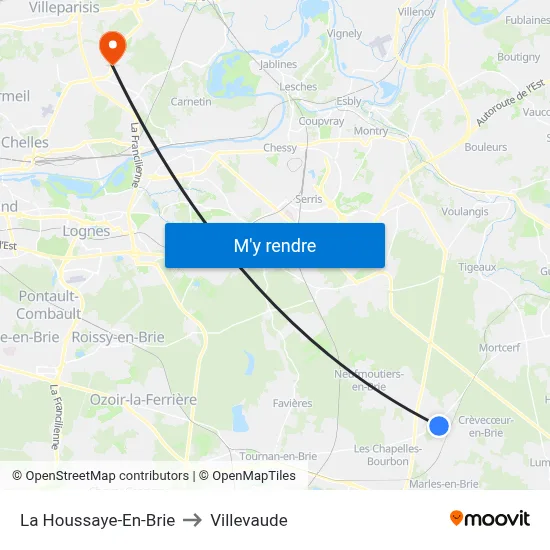 La Houssaye-En-Brie to Villevaude map