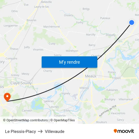 Le Plessis-Placy to Villevaude map