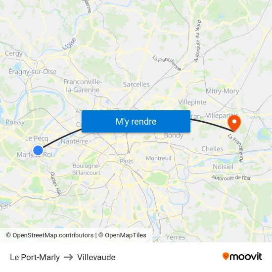 Le Port-Marly to Villevaude map