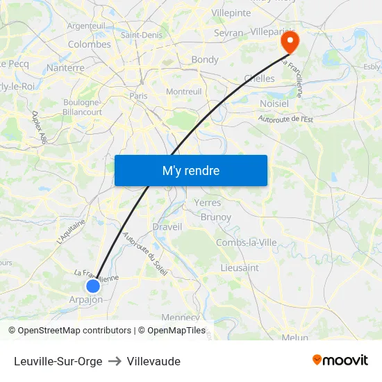 Leuville-Sur-Orge to Villevaude map