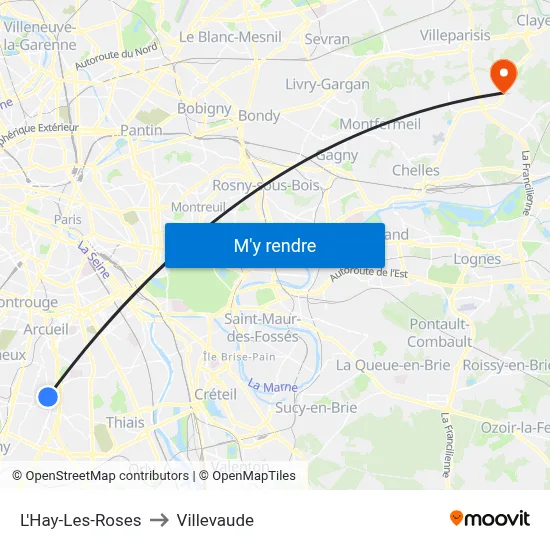 L'Hay-Les-Roses to Villevaude map