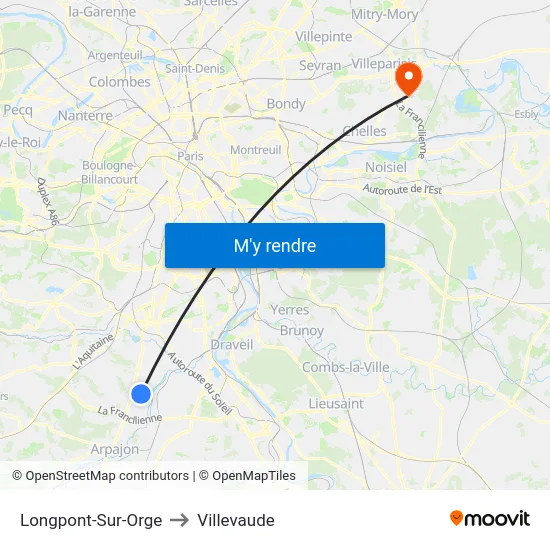 Longpont-Sur-Orge to Villevaude map
