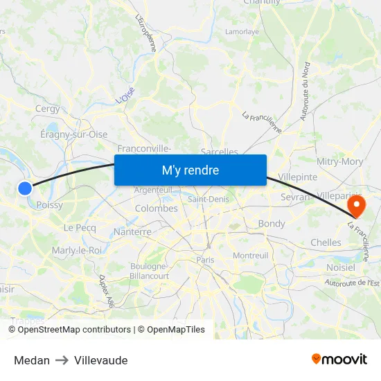 Medan to Villevaude map