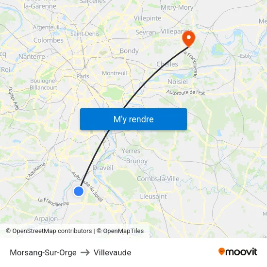 Morsang-Sur-Orge to Villevaude map