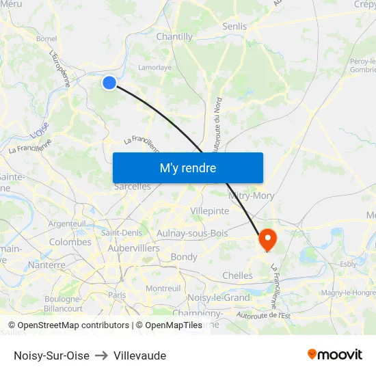 Noisy-Sur-Oise to Villevaude map