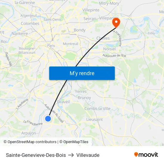 Sainte-Genevieve-Des-Bois to Villevaude map