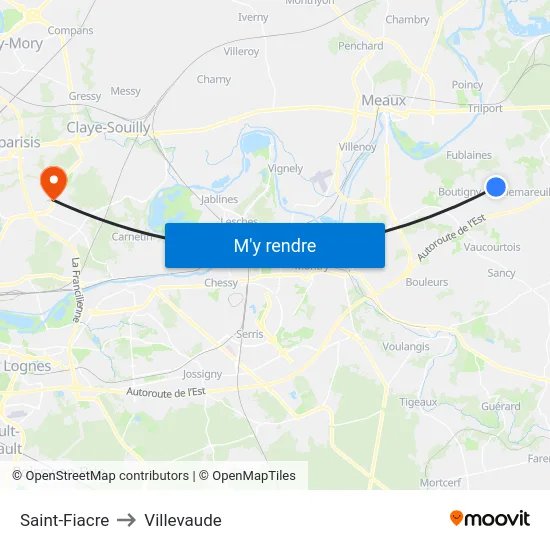 Saint-Fiacre to Villevaude map