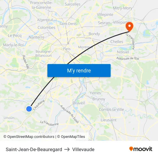 Saint-Jean-De-Beauregard to Villevaude map