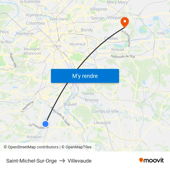 Saint-Michel-Sur-Orge to Villevaude map